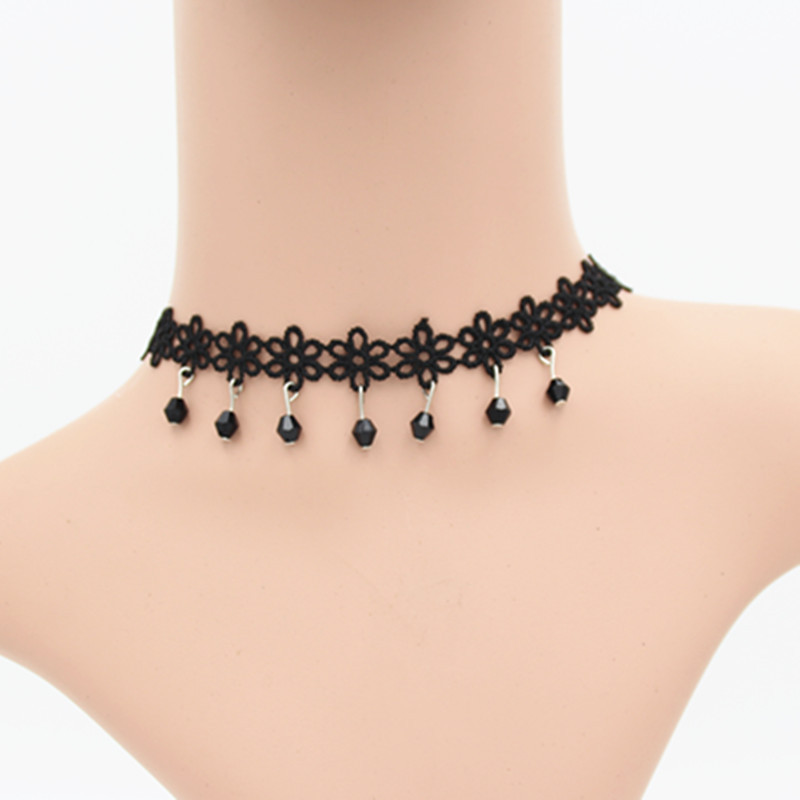 日韩蕾丝项链女短款锁骨链日韩版简约脖子颈带项圈配饰饰品choker