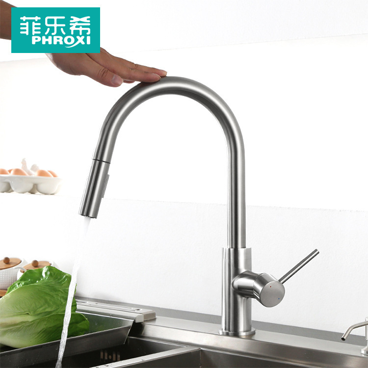 Pull-Out Faucet Kitchen Hot and Cold Retractable Rotating Pull-Out Sink Washbasin Faucet Upc Nsf Certification