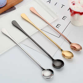 镀钛金系列不锈钢长柄冰勺咖啡搅拌勺蜂蜜勺不锈钢勺子餐具