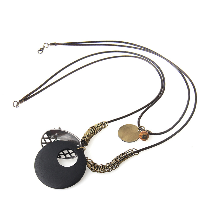 Collar largo de cera multinivel estilo étnico con accesorios de madera para mujer, regalo de cumpleaños, mayorista
