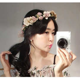 时尚高档帽子配饰女花环头饰发饰头花海边度假仿真花朵伴娘装饰品