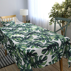 Waterproof garden green polyester cotton tablecloth table runner living room square coffee table restaurant cover cloth decorative Calathea plant