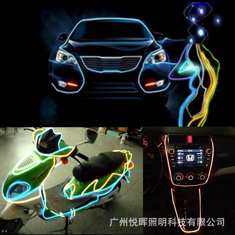 El con borde de luz fría emisor de luz 1 m de largo 12V coche faro traje EL alambre 10 colores opcionales