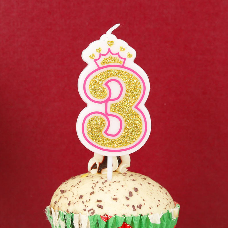 Venta al por mayor vela digital creativa corona 0-9 bebé año pastel oro rosa digital DIY fiesta cumpleaños vela