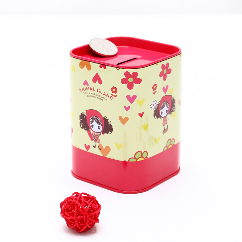 Fábrica creativa hojalata Piggy Bank chica de dibujos animados de moda cuadrado Piggy Bank cuadrado metal estaño en stock