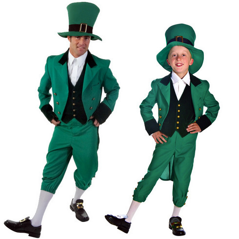 Classic Irish elf dovetail uniform Halloween children adult green suit magician performance costume men