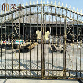 厂家批发铁艺大门欧式中式小区工厂大门 别墅大门安全防盗门推拉