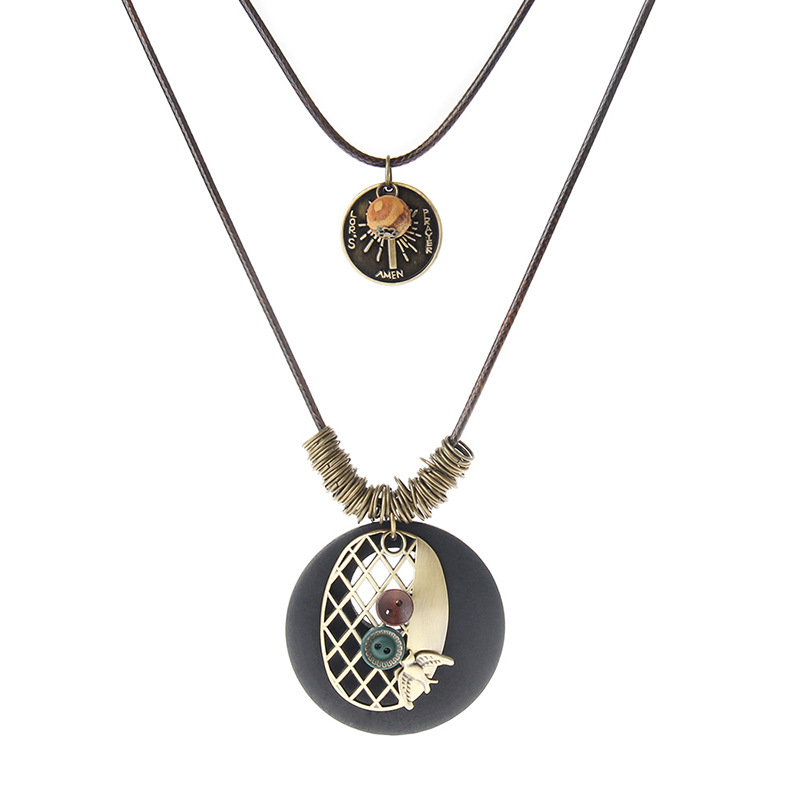 Collar largo de cera multinivel estilo étnico con accesorios de madera para mujer, regalo de cumpleaños, mayorista