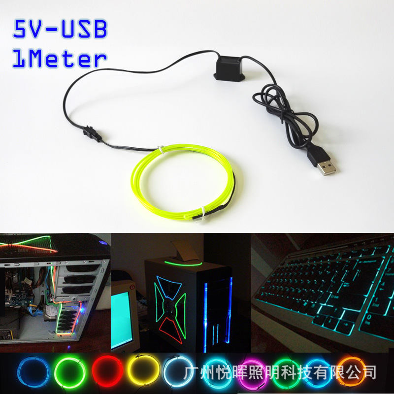 5 Interfaz VUSB 2,3mm luz fría traje 10 colores luz luminosa decoración interior DIY forma luminosa Luz