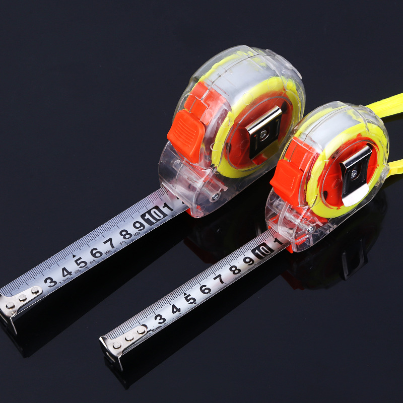 透明钢卷尺批发 清晰刻度3米/5米/7.5米/10米盒尺 耐磨尺带刚卷尺