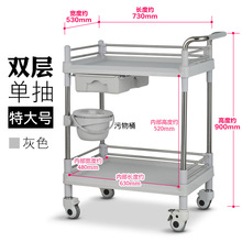 厂家现货ABS小推车双层带医用手推车 塑料静音手推实验室收纳推车