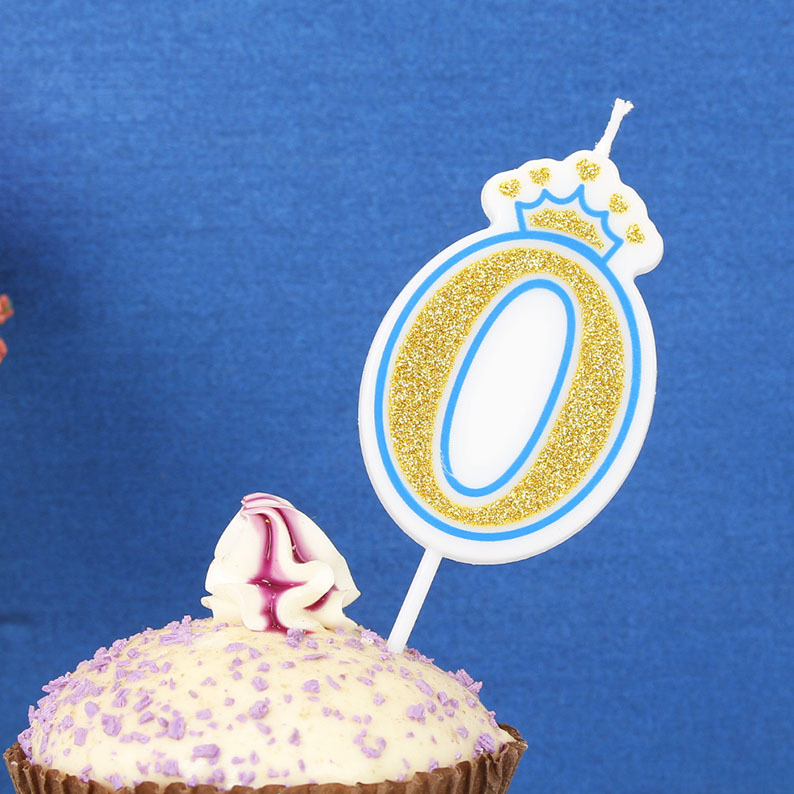 Venta al por mayor vela digital creativa corona 0-9 bebé año pastel oro rosa digital DIY fiesta cumpleaños vela