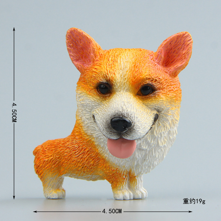 萌えタイプの世界の名犬ハチ士柯基闘牛犬模型柴犬犬年手作り冷蔵庫貼り人形磁力貼り|undefined