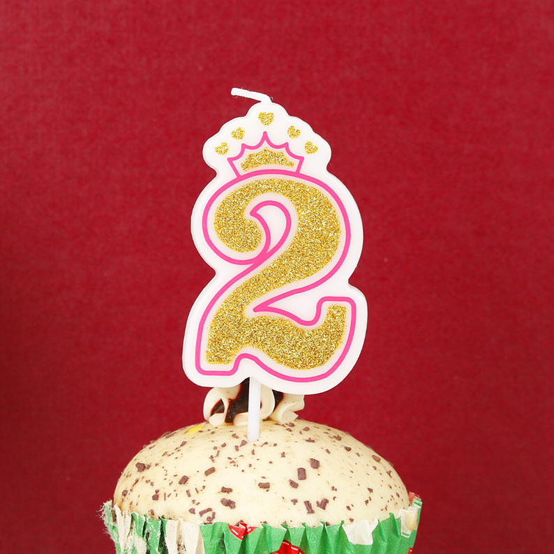 Venta al por mayor vela digital creativa corona 0-9 bebé año pastel oro rosa digital DIY fiesta cumpleaños vela