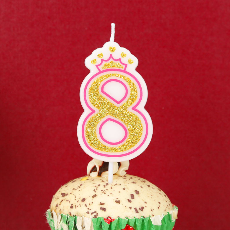 Venta al por mayor vela digital creativa corona 0-9 bebé año pastel oro rosa digital DIY fiesta cumpleaños vela