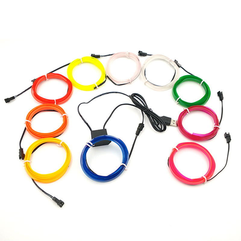 5 Interfaz VUSB 2,3mm de un solo lado traje de Luz Fría ropa luminosa DIY forma luminosa línea de luz lateral de la correa