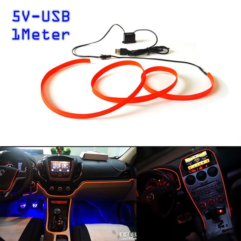 5 Interfaz VUSB 2,3mm de un solo lado traje de Luz Fría ropa luminosa DIY forma luminosa línea de luz lateral de la correa