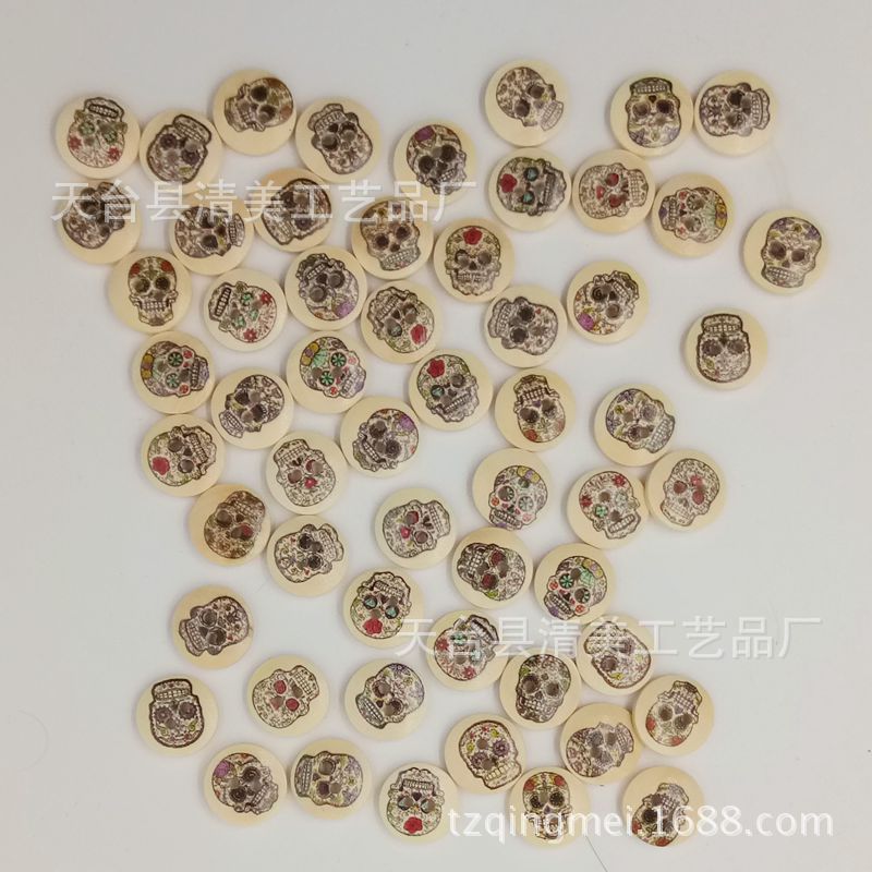 15mm botones de calavera impresos 100 piezas en un paquete