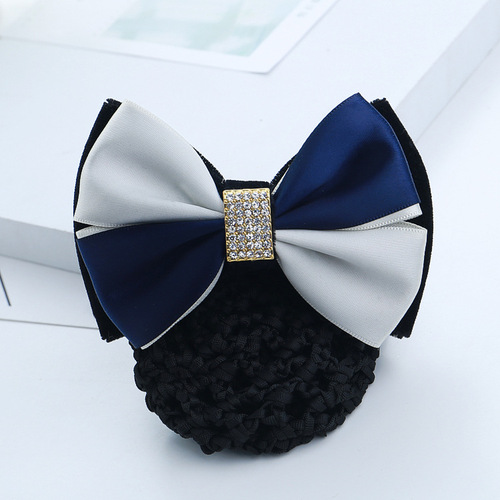 Professional hairpin hairnet gold velvet bow hair accessories net bag hotel stewardess nurse work hairpin