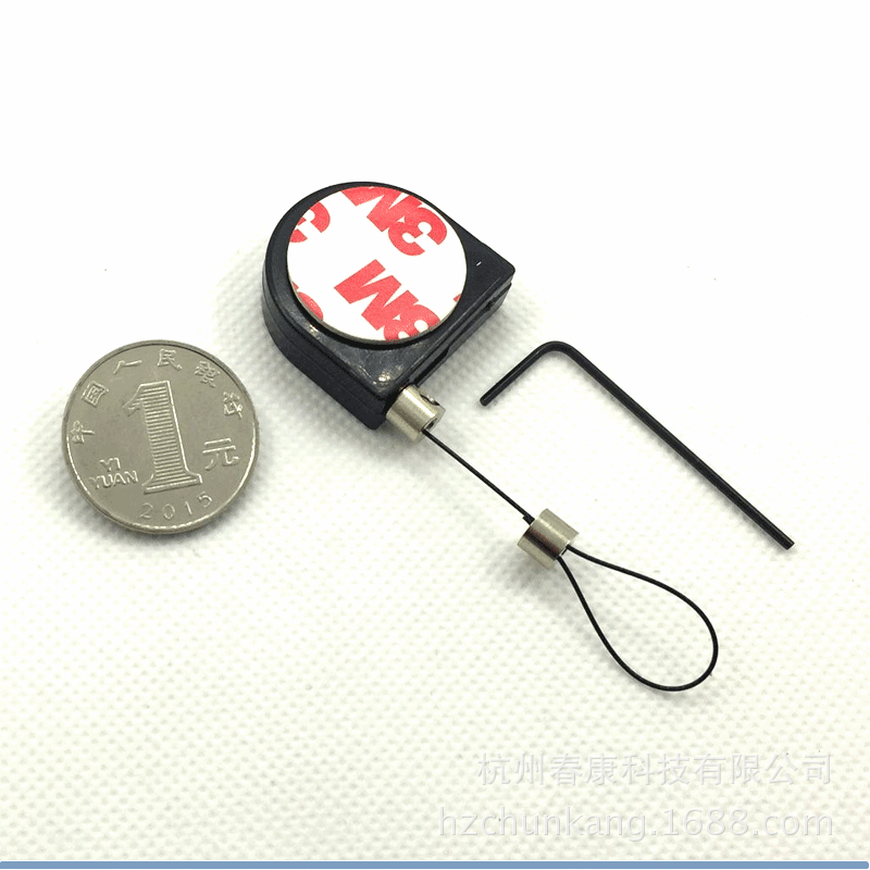 杭州春康 高品质双面胶粘贴型钢丝绳伸收线化装品等防盗拉线盒