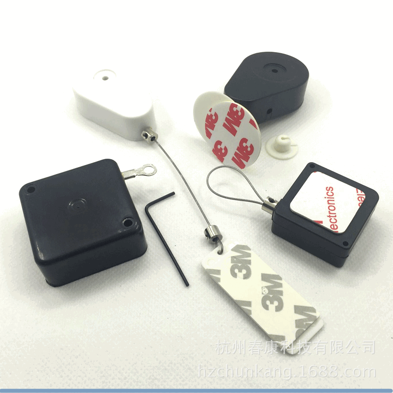 杭州春康8113-F黏贴款钢丝绳伸缩剃须刀化装品手机等防盗器拉线盒
