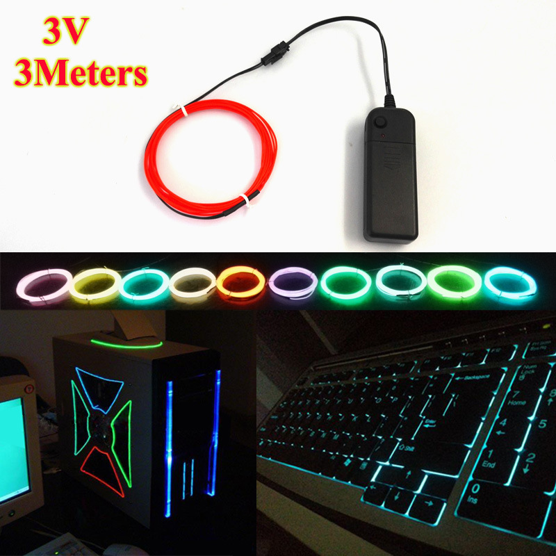 3V caja de la batería 1,3mm luz fría traje interior colorido luminoso decoración mochila zapatos y sombreros joyería luminosa