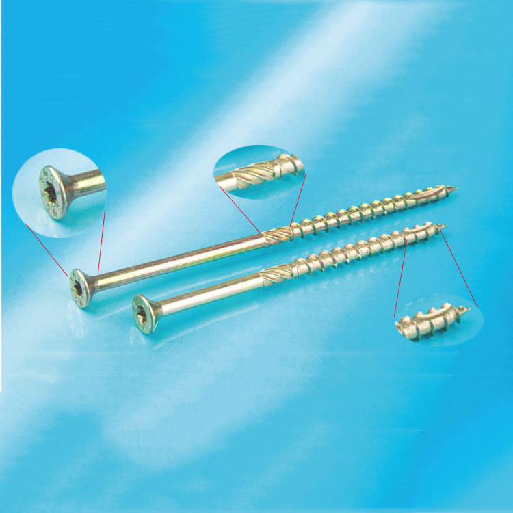 Heavy Fiberboard Nail Double Countersunk Head Plum Groove Straw Rope Nail Knurled Tail Cutting Wood Screw Wood Structure Screw Yellow Zinc
