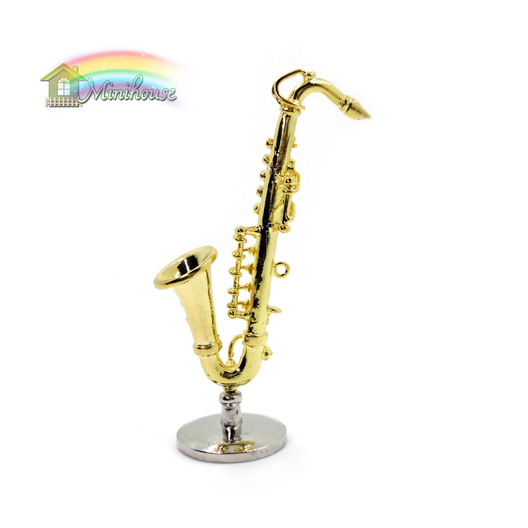 1:6 accesorios de casa de muñecas Dollhouse mini instrumento musical aleación saxofón modelo simulación escena de la vida