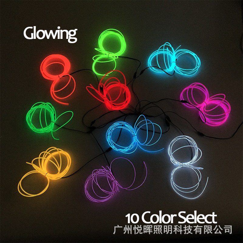 3V caja de batería 3,2mm luz fría traje 10 colores colorido luminoso ropa DIY modelado rendimiento props