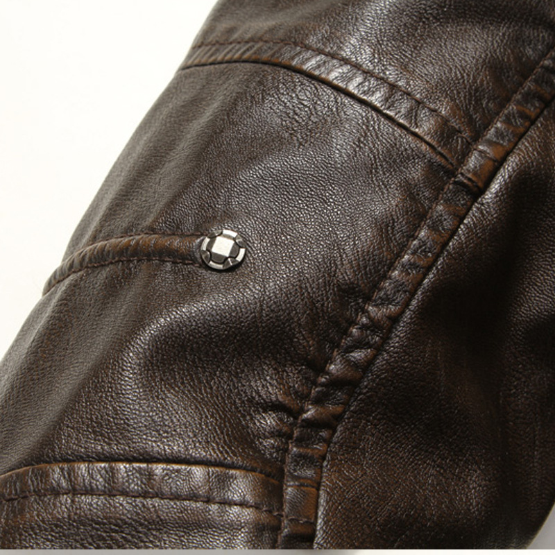 Comercio exterior Orden original Ebay AliExpress Amazon forrado de lana de los hombres de la PU chaqueta de cuero europeo y americano collar de pie chaqueta de cuero abrigo de los hombres