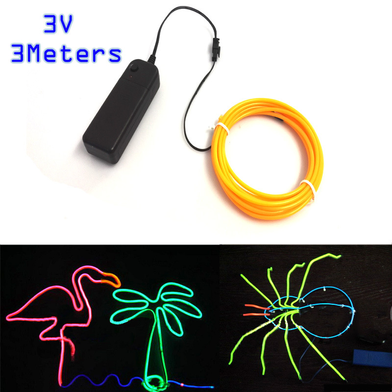 3V caja de batería 3,2mm luz fría traje 10 colores colorido luminoso ropa DIY modelado rendimiento props