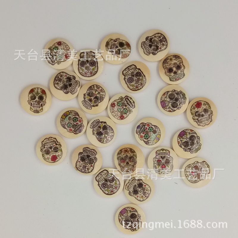 15mm botones de calavera impresos 100 piezas en un paquete