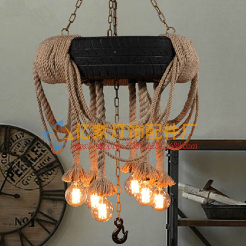 Bar restaurante vintage cuerda de cáñamo tejido decorativo alambre estándar nacional 0,75 núcleo de cobre decoración del hogar lámpara creativa colgante Alambre de luz