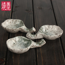 美光烧手绘梅花形创意筷子架味碟调料调味酱油陶瓷碟子墨碟笔架托