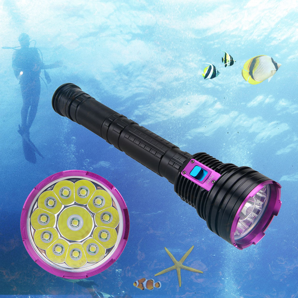 潜水手电筒 12颗L2 7000流明铝合金LED手电筒26650充电手电筒