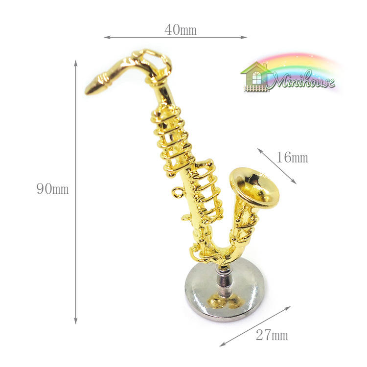 1:6 accesorios de casa de muñecas Dollhouse mini instrumento musical aleación saxofón modelo simulación escena de la vida