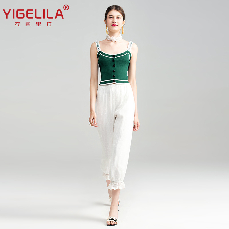 YIGELILA summer new high waist slimming cropped pants white breathable casual pants for women 5432