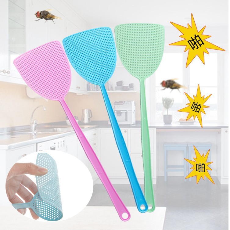Amazon explosions fly swatter plastic pp new material household non-rotten manual extended handle fly mosquito swatter wholesale