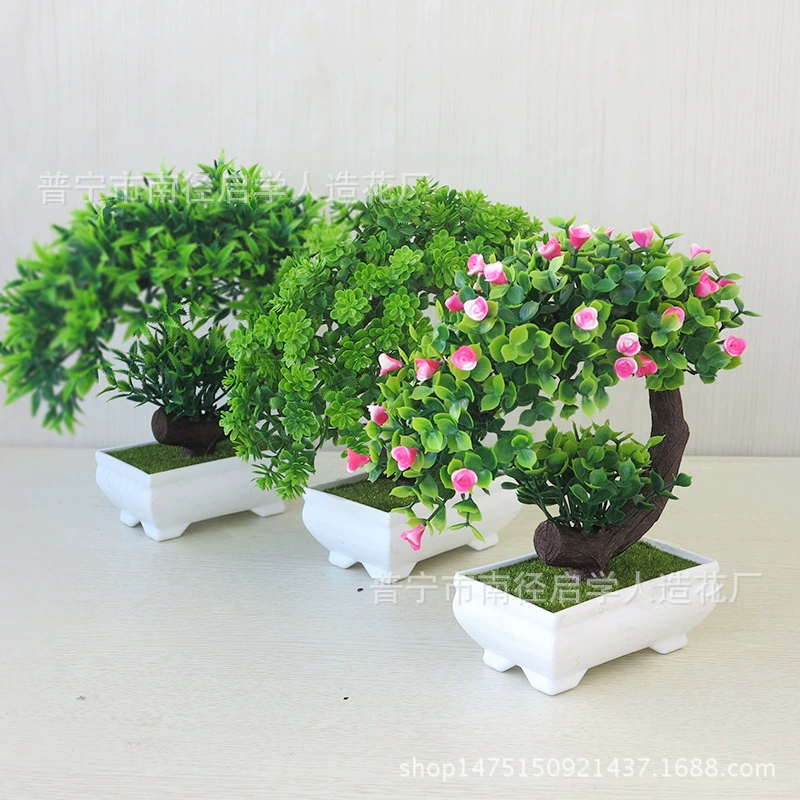Имитация растения бонсай, имитация маленького дерева в горшках, пластиковый цветок в горшке, зеленое растение, искусственный цветок в горшке, цветочные украшения, оптовая продажа