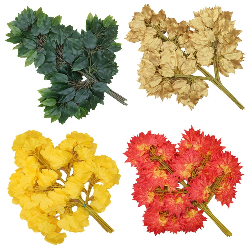 Оптовая имитация banyan листьев украшение с поддельными ветками имитационные проекты чтобы делать листья и листья, фальшивые деревья и листья