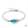 Glossy silver crystal bracelet, fashionable accessory, Korean style, ebay