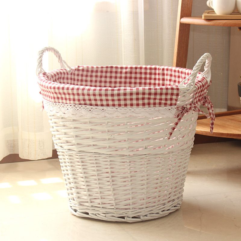 Rattan Woven Hand Woven White Balloon Basket for Wedding Lift-off Home Sundries Wicker Dirty Clothes Storage Basket