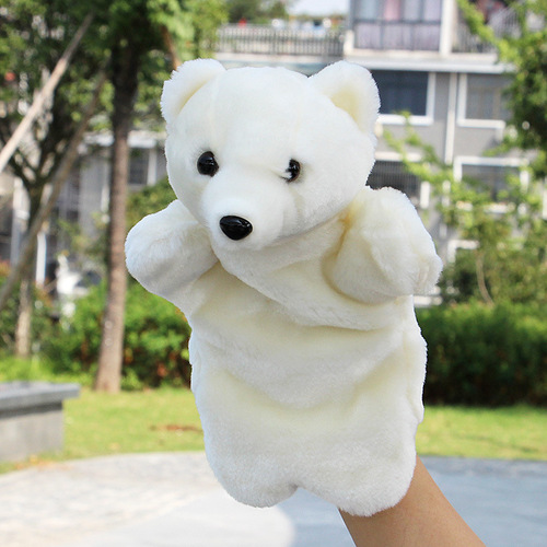 Yiwu factory mixed batch teddy bear hand puppet plush toy small animal brown bear finger doll children preschool education comfort
