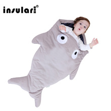 茵秀丽全棉儿童睡袋婴儿加厚抱被防踢被儿童鲨鱼宝宝睡袋抱被跨境