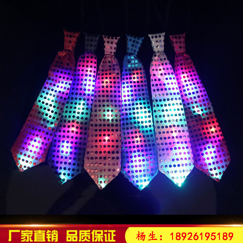 Nuevos hombres y mujeres etapa rendimiento LED sequined tie universal casual tie night show pajarita luminosa al por mayor