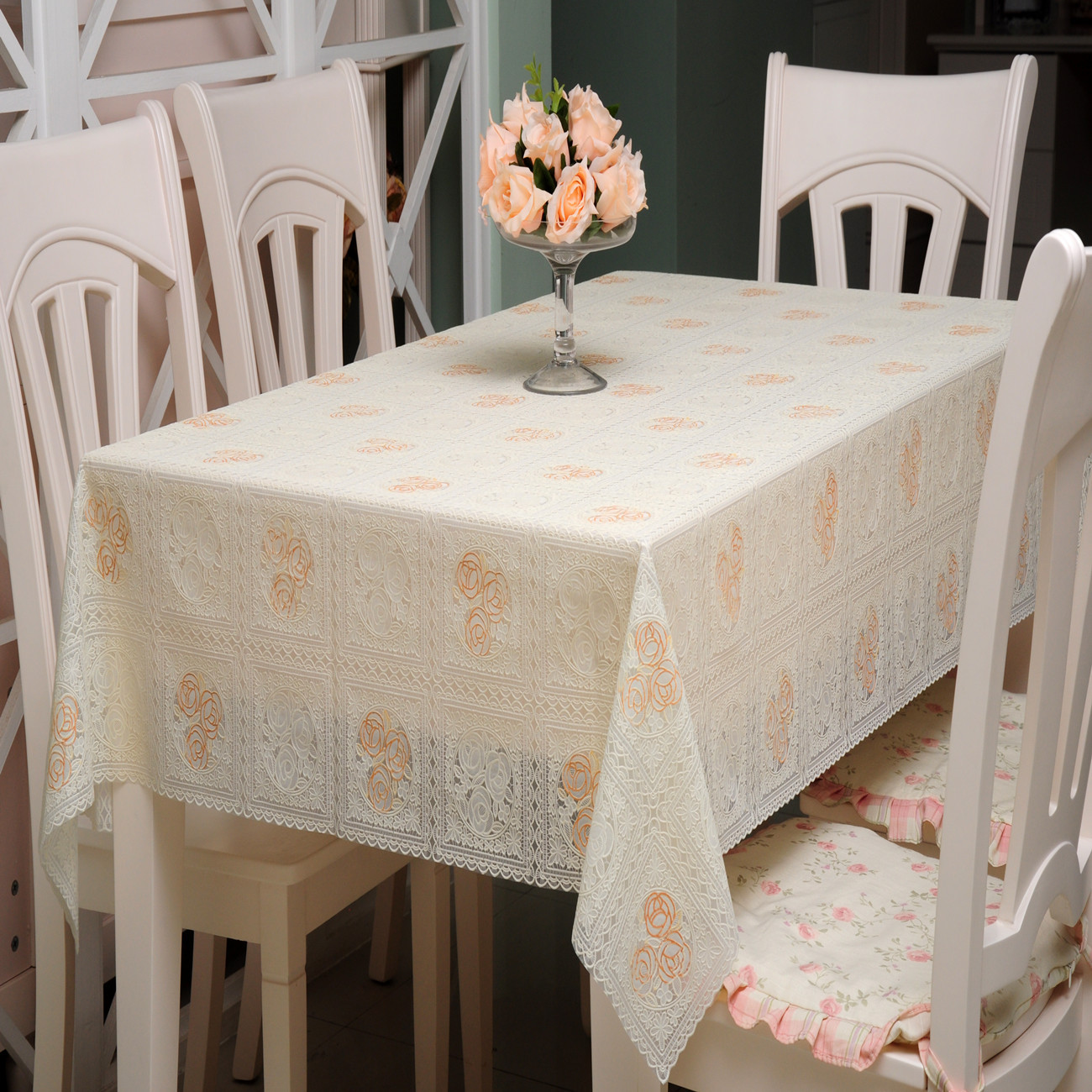pvc Tablecloth Lace Printing Living Room Coffee Table Cloth Waterproof Oil-proof Anti-scalding Disposable Plastic Tablecloth Factory Outlet