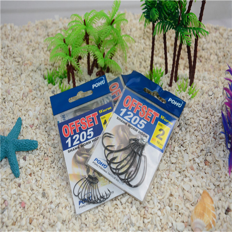 Qihu 1205 anzuelo ancho vientre manivela gancho suave gancho de gusano de cebo 10 piezas reforzado luya texas grupo de pesca gancho de pesca de mar fabricante