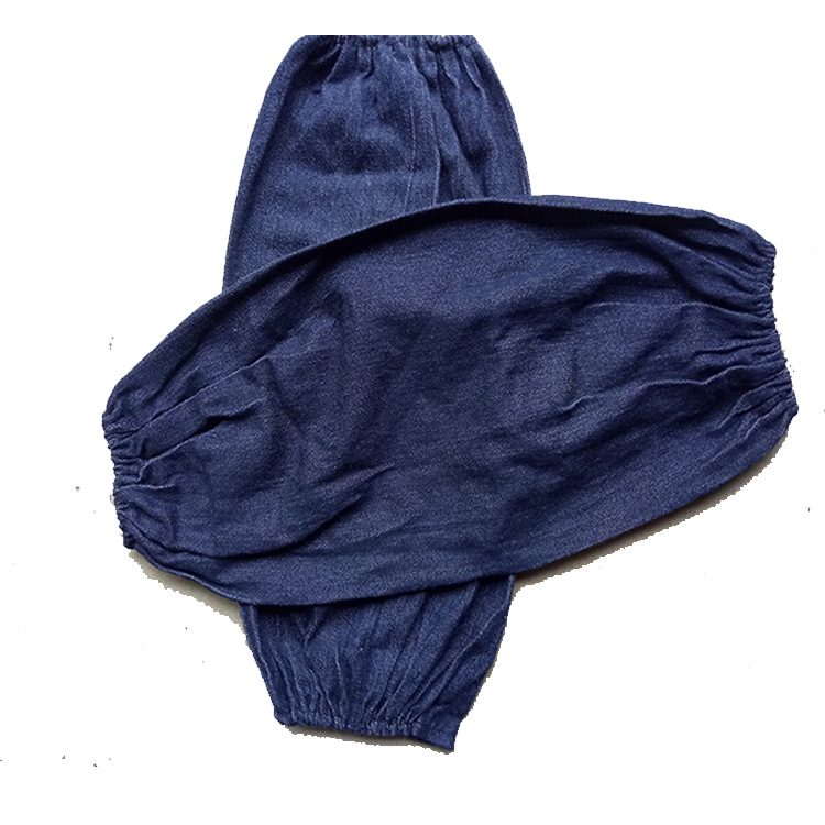 藏灰色牛仔布套袖零料加工批量发货颜色不统一结实耐磨臂部防护