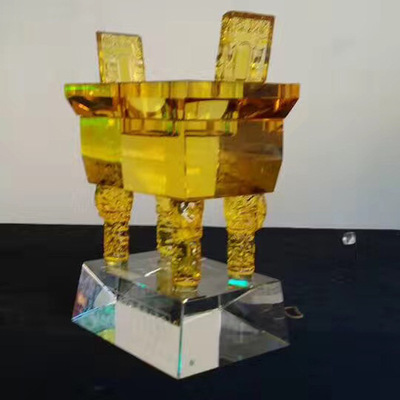 K9透明水晶诚信金鼎激光LOGO 四方鼎批发开业礼品 公司庆典纪念品|ru