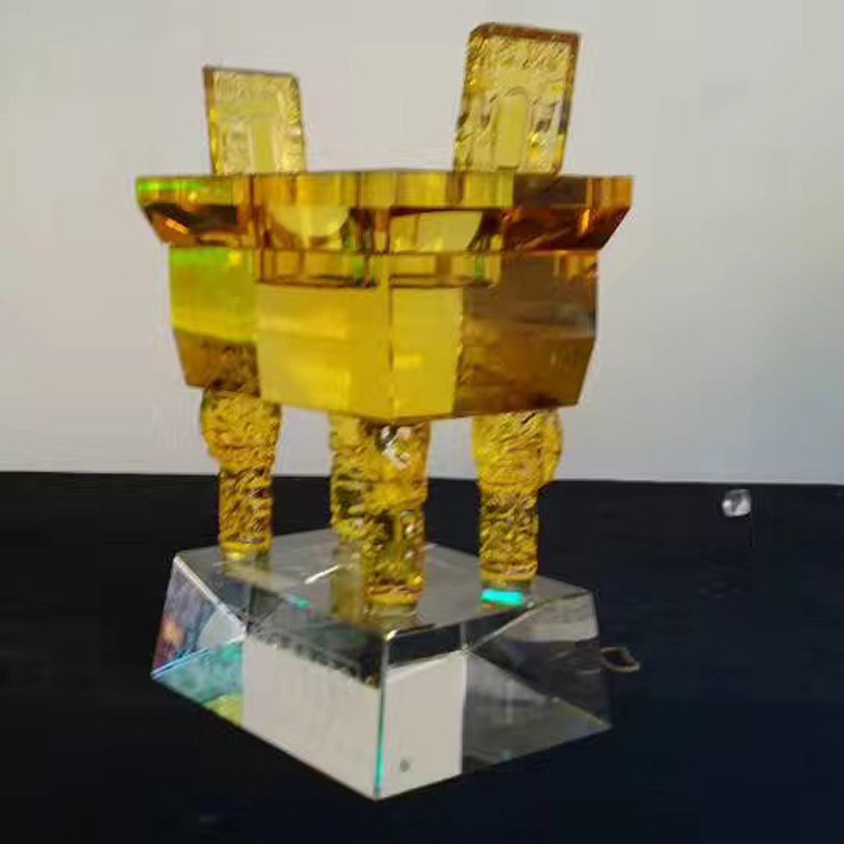 K9透明水晶诚信金鼎激光LOGO 四方鼎批发开业礼品 公司庆典纪念品|ru